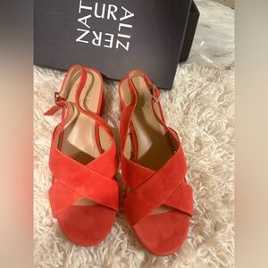 Naturalizer Azalea Mango Spice Suede Crisscross Slingback Sandals